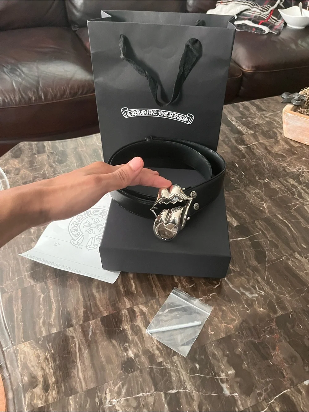 Chrome hearts silver rolling stones Tounge vintage belt